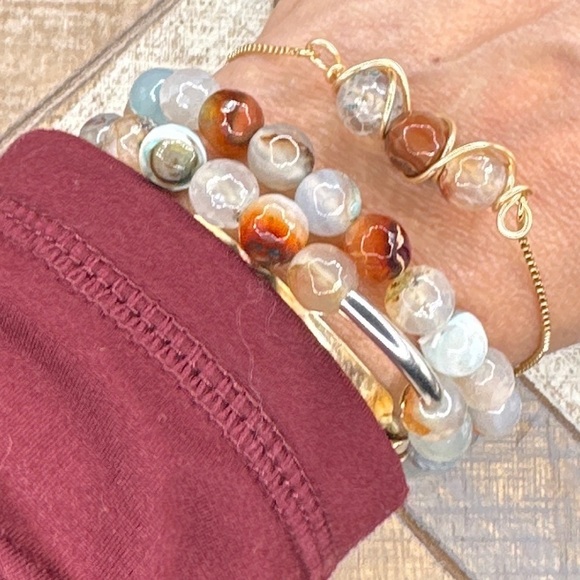 red crazy lace agate Victorian silver gem ring - Picture 10 of 11